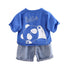 Boys casual suit denim shorts short sleeve two-piece set
